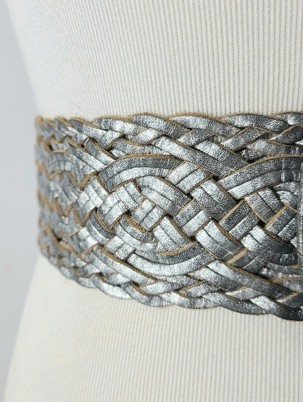 Linea Pelle Handmade Wide Oversized Braided Woven Genuine Leather Belt